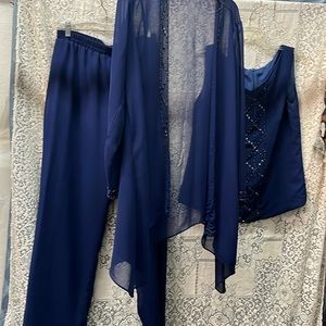 631.  Blue Chiffon Pant Suit Size 14